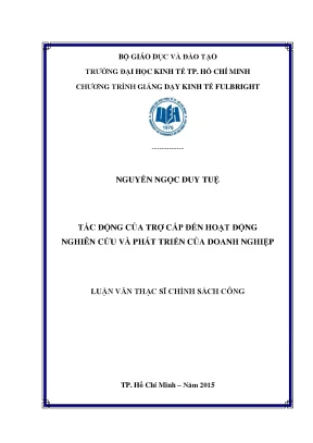 Luận văn tác động của trợ cấp đến hoạt động nghiên cứu và phát triển của doanh nghiệp