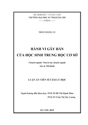 Luận án tiến sĩ tâm lý học hành vi gây hấn của học sinh trung học cơ sở