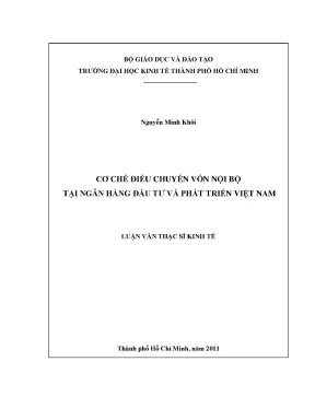 Luận văn cơ chế điều chuyển vốn nội bộ tại ngân hàng đầu tư và phát triển việt nam