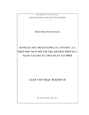 Luận văn đánh giá mức độ hài lòng của tổ chức cá nhân nộp thuế đối với việc kê khai thuế qua mạng tại chi cụ thuế quận tân bình