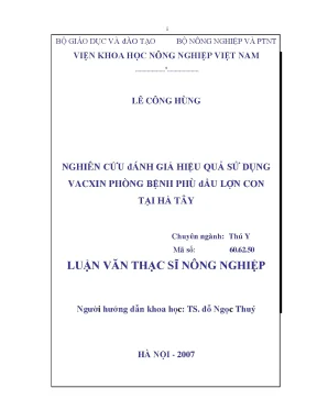 Nghiên cứu đánh giá hiệu quả sử dụng vacxin phòng bệnh phù đầu ở lợn con tại hà tây