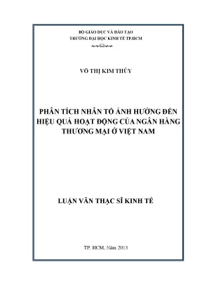 Luận văn phân tích nhân tố ảnh hưởng đến hiệu quả hoạt động của ngân hàng thương mại ở việt nam