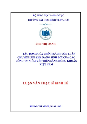 Luận văn tác động của chính sách vốn luân chuyển lên khả năng sinh lời của các công ty niêm yết trên sàn chứng khoán việt nam