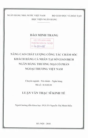 Luận văn thạc sĩ tài chính ngân hàng nâng cao chất lượng công tác chăm sóc khách hàng cá nhân tại sở giao dịch ngân hàng thương mại cổ phần ngoại thương việt nam