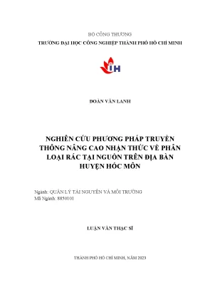 Nghiên cứu phương pháp truyền thông nâng cao nhận thức về phân loại rác tại nguồn trên địa bàn huyện hóc môn
