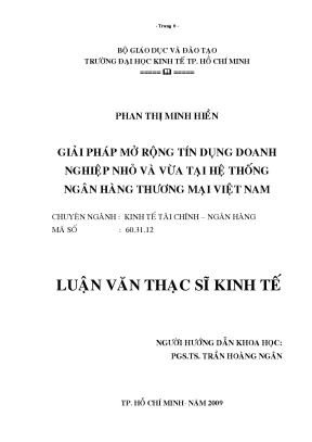 Luận văn giải pháp mở rộng tín dụng doanh nghiệp nhỏ và vừa tại hệ thống ngân hàng thương mại việt nam