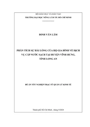 Luận văn thạc sĩ quản lý kinh tế phân tích sự hài lòng của hộ gia đình về dịch vụ cấp nước sạch tại huyện vĩnh hưng tỉnh long an