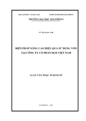 Luận văn thạc sĩ quản lý kinh tế biện pháp nâng cao hiệu quả sử dụng vốn tại công ty cổ phần dlh việt nam
