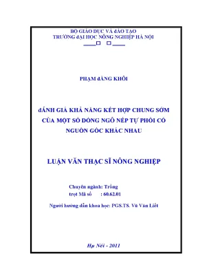 Đánh giá khả năng kết hợp chung sớm của một số dòng ngô nếp tự phối có nguồn gốc khác nhau