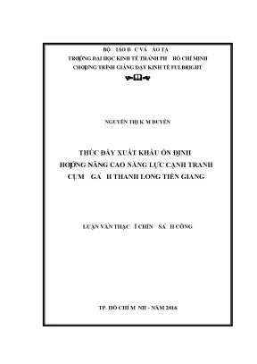 Luận văn thúc đẩy xuất khẩu ổn định hướng nâng cao năng lực cạnh tranh cụm ngành thanh long tiền giang