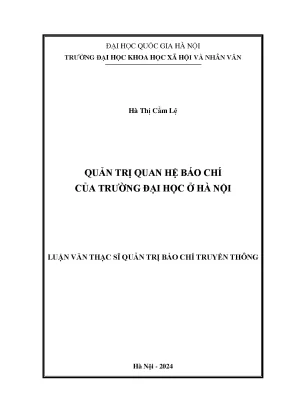Luận văn quản trị quan hệ báo chí của trường đại học ở hà nội