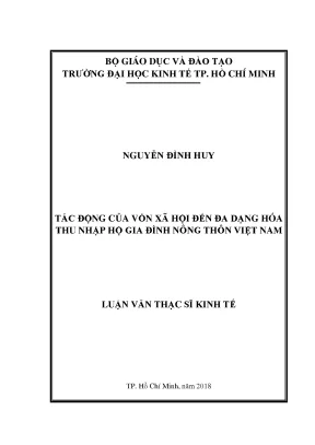 Luận văn tác động của vốn xã hội đến đa dạng hóa thu nhập hộ gia đình nông thôn việt nam