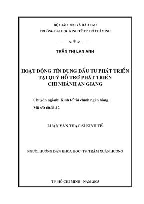 Luận văn hoạt động tín dụng đầu tư phát triển tại quỹ hỗ trợ phát triển chi nhánh an giang