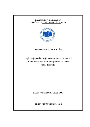 Luận văn thực hiện pháp luật thanh tra về kinh tế xã hội trên địa bàn huyện giồng trôm tỉnh bến tre
