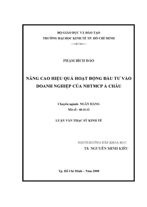 Luận văn nâng cao hiệu quả hoạt động đầu tư vào doanh nghiệp của nhtmcp á châu