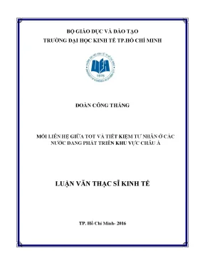 Luận văn mối liên hệ giữa tot và tiết kiệm tư nhân ở các nước đang phát triển ở khu vực châu á