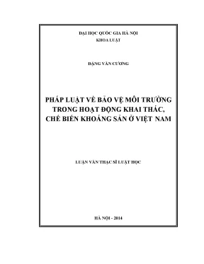 Pháp luật về bảo vệ môi trường trong hoạt động khai thác chế biến khoáng sản ở việt nam