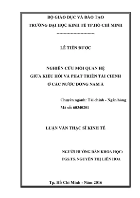 Luận văn nghiên cứu mối quan hệ giữa kiều hối và phát triển tài chính ở các nước đông nam á