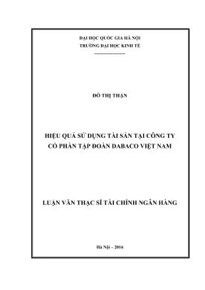 Luận văn thạc sĩ tài chính ngân hàng hiệu quả sử dụng tài sản tại công ty cổ phần tập đoàn dabaco việt nam