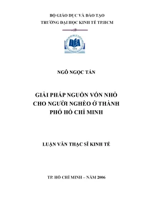 Luận văn giải pháp nguồn vốn nhỏ cho người nghèo ở thành phố hồ chí minh