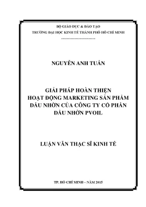 Luận văn giải pháp hoàn thiện hoạt động marketing sản phẩm dầu nhờn của công ty cổ phần dầu nhờn pvoil