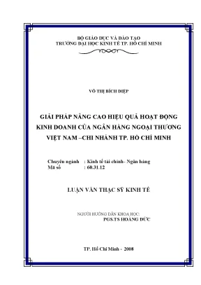 Luận văn giải pháp nâng cao hiệu quả hoạt động kinh doanh của ngân hàng ngoại thương việt nam chi nhánh tp hồ chí minh