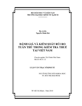 Luận văn đánh giá và kiểm soát rủi ro tuân thủ trong kiểm tra thuế tại việt nam