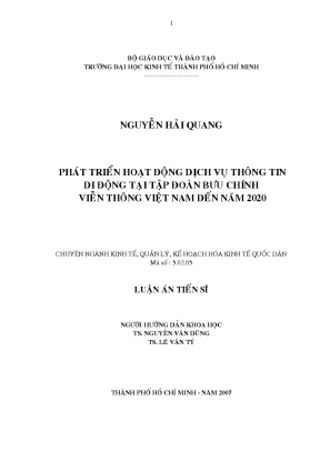 Luận văn phát triển hoạt động dịch vụ thông tin di động tại tập đoàn bưu chính viễn thông việt nam đến năm 2020