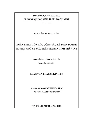 Luận văn hoàn thiện công tác tổ chức kế toán doanh nghiệp nhỏ và vừa trên địa bàn tỉnh trà vinh