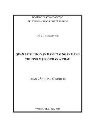 Luận văn quản lý rủi ro vận hành tại ngân hàng thương mại cổ phần á châu