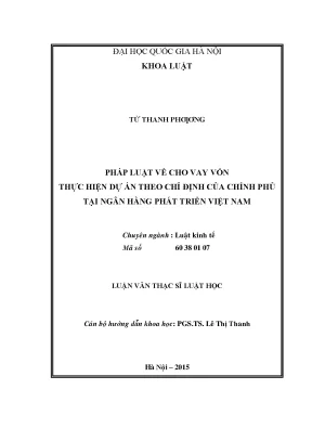 Pháp luật về cho vay vốn thực hiện dự án theo chỉ định của chính phủ tại ngân hàng phát triển việt nam