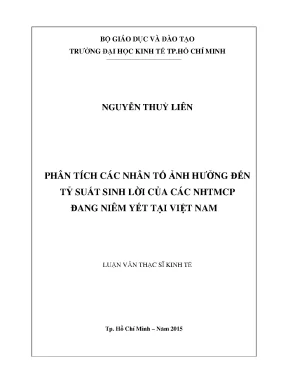 Luận văn phân tích các nhân tố ảnh hưởng đến tỷ suất sinh lời của các ngân hàng thương mại cổ phần đang niêm yết tại việt nam
