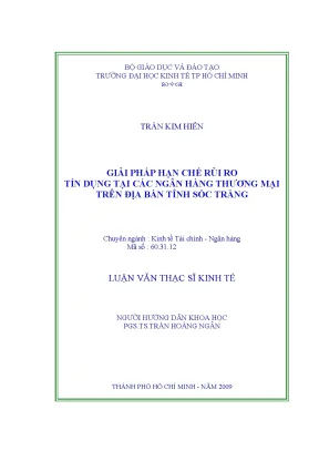 Luận văn giải pháp hạn chế rủi ro tín dụng tại các ngân hàng thương mại trên địa bàn tỉnh sóc trăng