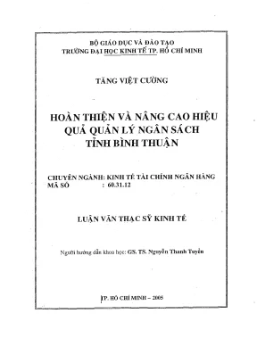 Luận văn hoàn thiện và nâng cao hiệu quả quản lý ngân sách tỉnh bình thuận