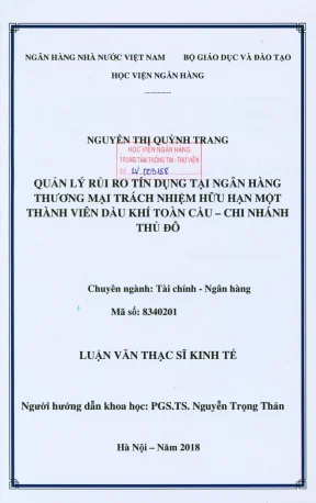 Luận văn thạc sĩ tài chính ngân hàng quản lý rủi ro tín dụng tại ngân hàng thương mại trách nhiệm hữu hạn một thành viên dầu khí toàn cầu chi nhánh thủ đô