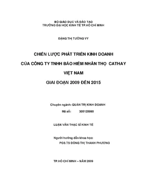 Luận văn chiến lược phát triển kinh doanh của công ty tnhh bảo hiểm nhân thọ cathay việt nam giai đoạn 2009 đến 2015
