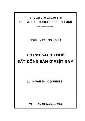 Luận văn chính sách thuế bất động sản ở việt nam