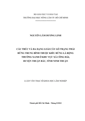 Luận văn thạc sĩ lâm học cấu trúc và đa dạng loài cây gỗ trạng thái rừng trung bình thuộc kiểu rừng lá rộng thường xanh ở khu vực xã công hải huyện thuận bắc tỉnh ninh thuận