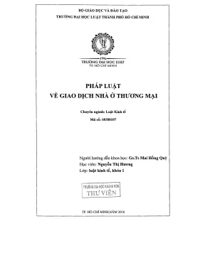 Pháp luật về giao dịch nhà ở thương mại chuyên ngành luật kinh tế