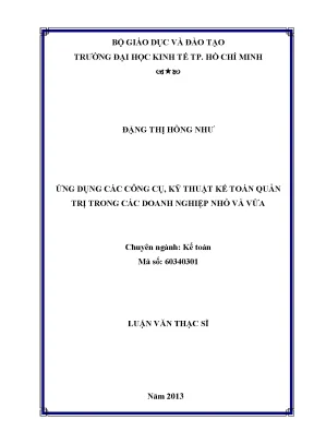 Luận văn ứng dụng các công cụ kỹ thuật kế toán quản trị trong các doanh nghiệp nhỏ và vừa