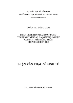 Luận văn phân tích hiệu quả hoạt động tín dụng tại ngân hàng nông nghiệp và phát triển nông thôn chi nhánh bến tre