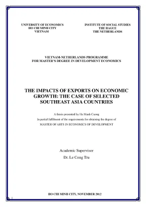 Luận văn the impacts of exports on economic growth the case of selected southeast asia countries