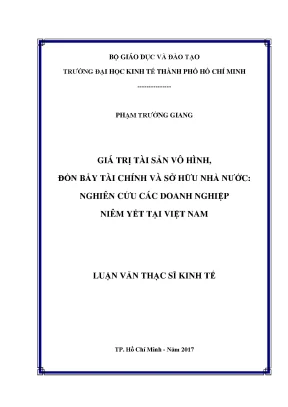 Luận văn giá trị tài sản vô hình đòn bẩy tài chính và sở hữu nhà nước nghiên cứu các doanh nghiệp niêm yết tại việt nam