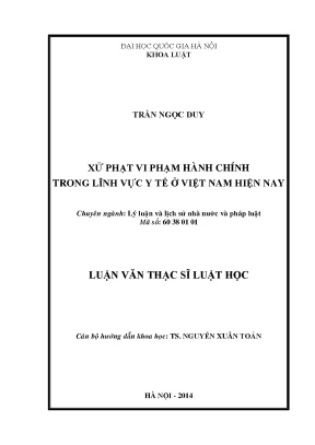 Xử phạt vi phạm hành chính trong lĩnh vực y tế ở việt nam hiện nay
