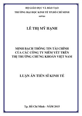 Luận văn minh bạch thông tin tài chính của các công ty niêm yết trên thị trường chứng khoán việt nam
