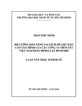 Luận văn đo lường khả năng sai lệch số liệu báo cáo tài chính của các công ty niêm yết việt nam bằng định luật benford