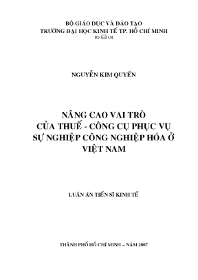 Luận văn nâng cao vai trò của thuế công cụ phục vụ sự nghiệp công nghiệp hóa ở việt nam