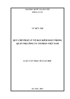 Quy chế pháp lý về ban kiểm soát trong quản trị công ty cổ phần việt nam