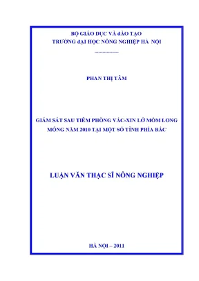 Giám sát sau tiêm phòng vắc xin lở mồm long móng năm 2010 tại một só tỉnh phía bắc