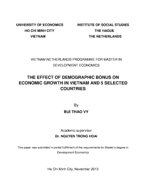 Luận văn the effect of demographic bonus on economic growth in vietnam and 5 selected countries